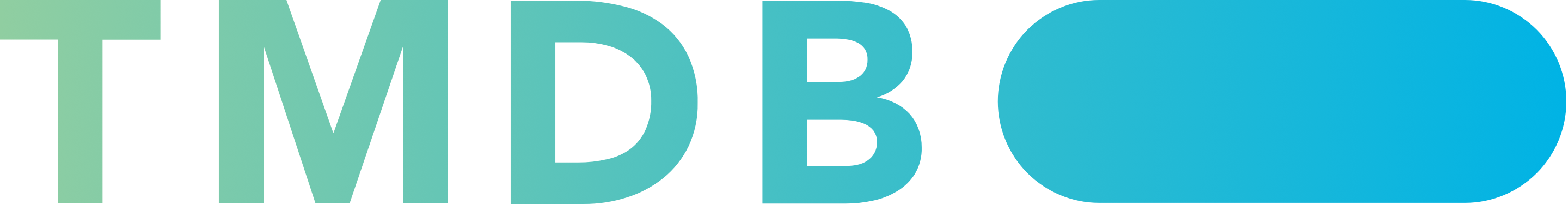 Logo for TMDB, a database of movie and TV data that Filmbot integrates with